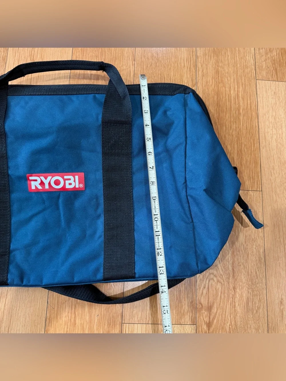 Ryobi Tool Bag Original Blue Opens Wide Handle Zip Top Large Canvas Contractor